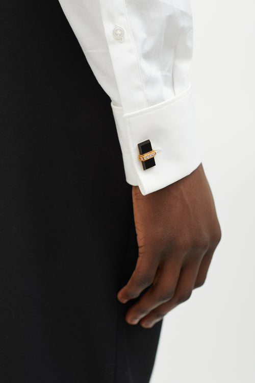 Black Onyx 
Gold Deco Cufflink