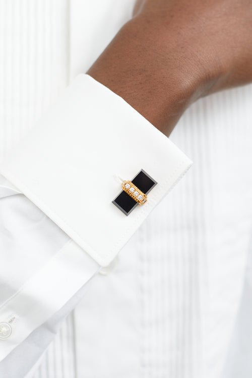 Black Onyx 
Gold Deco Cufflink