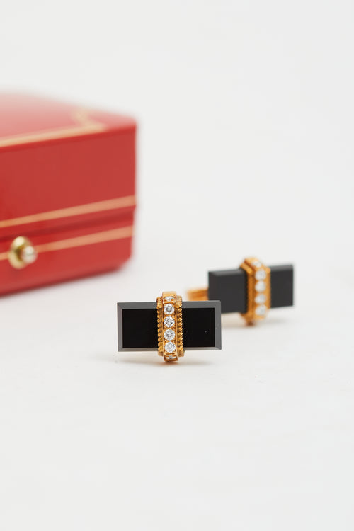 Black Onyx 
Gold Deco Cufflink