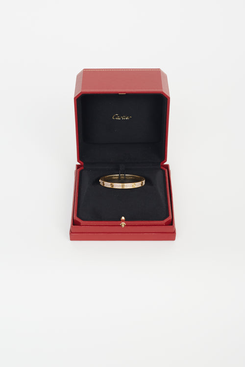 Cartier 18K Yellow Gold Love Pavé Diamond Bracelet