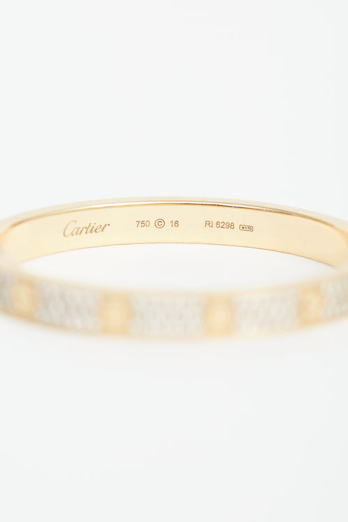 Cartier 18K Yellow Gold Love Pavé Diamond Bracelet