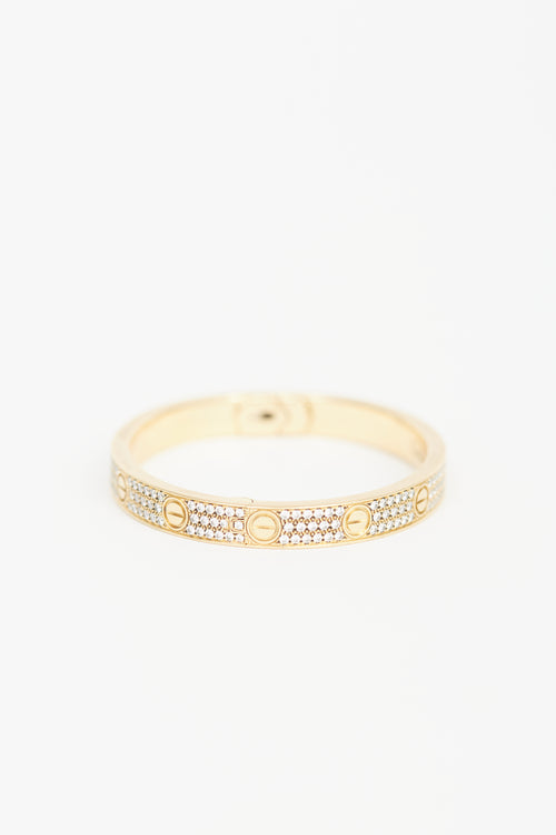 Cartier 18K Yellow Gold Love Pavé Diamond Bracelet