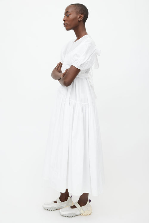 Cecilie Bahnsen White Puffed Sleeve Wrap Dress