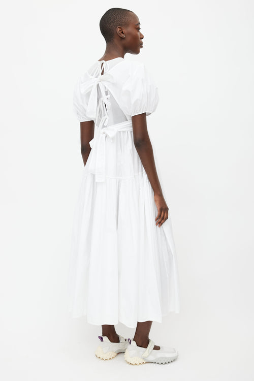 Cecilie Bahnsen White Puffed Sleeve Wrap Dress