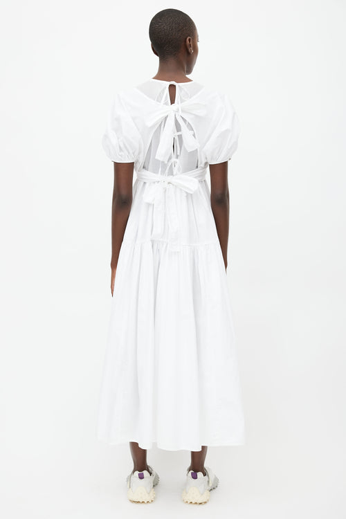 Cecilie Bahnsen White Puffed Sleeve Wrap Dress