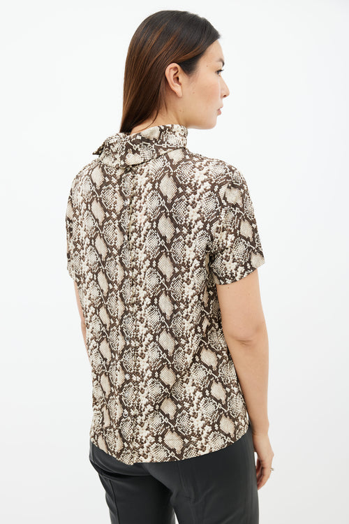 Celine Brown Printed High Neck Top