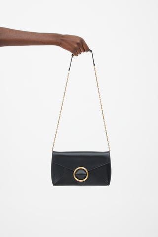 Celine Black Leather Envelope Chain Wallet