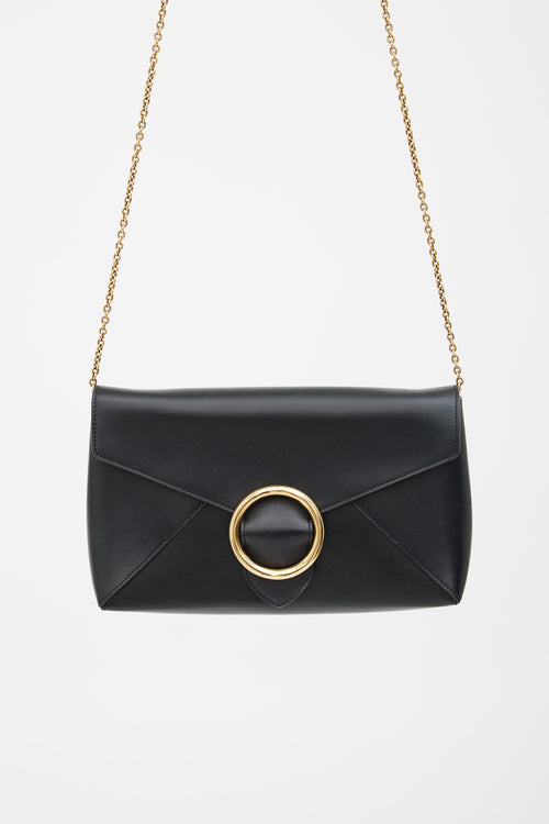 Celine Black Leather Envelope Chain Wallet