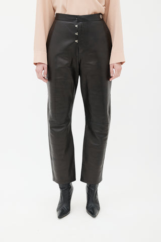 Celine Black Leather Straight Leg Pant