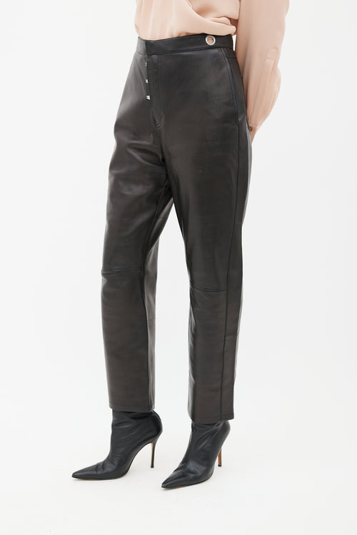 Celine Black Leather Straight Leg Pant