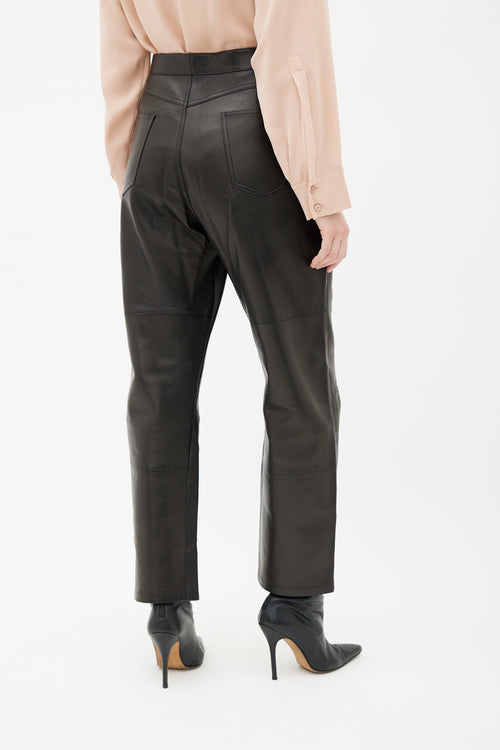 Celine Black Leather Straight Leg Pant