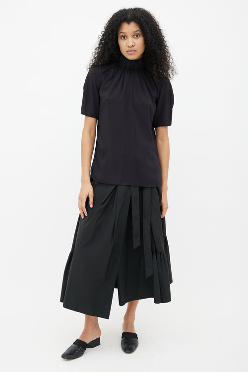 Celine Black Turtleneck Short Sleeve Blouse