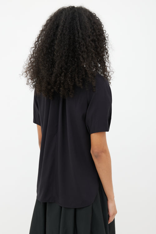 Celine Black Turtleneck Short Sleeve Blouse