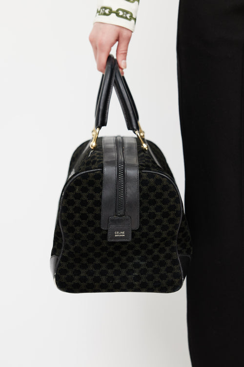 Celine Black Suede Macadam Bowler Bag