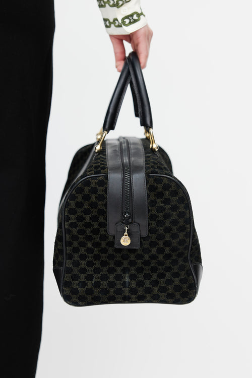 Celine Black Suede Macadam Bowler Bag