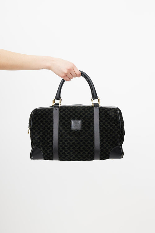 Celine Black Suede Macadam Bowler Bag