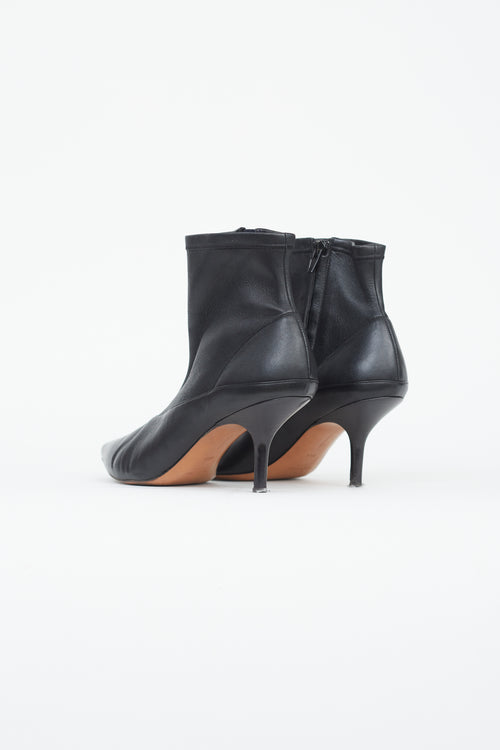 Celine Black Leather Pointed Toe Bootie