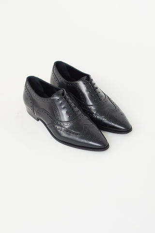 Celine Black Pointed Toe Leather Derby