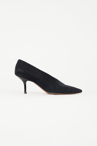 Celine Black Nubuck Leather  Pump