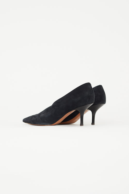 Celine Black Nubuck Leather  Pump