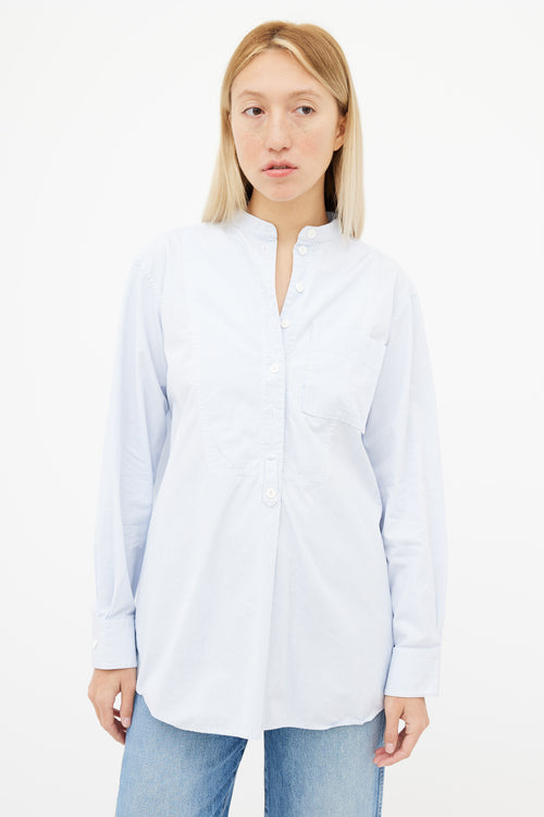 Celine Blue 
White Stripe Long Sleeve Shirt