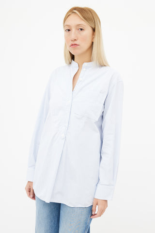 Celine Blue 
White Stripe Long Sleeve Shirt