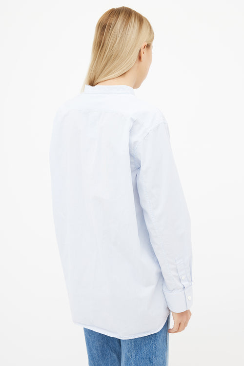 Celine Blue 
White Stripe Long Sleeve Shirt