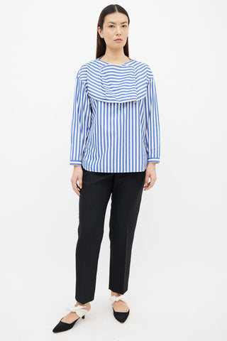 Celine Blue 
White Stripe Long Sleeve Top