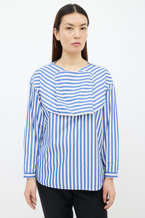 Celine Blue 
White Stripe Long Sleeve Top