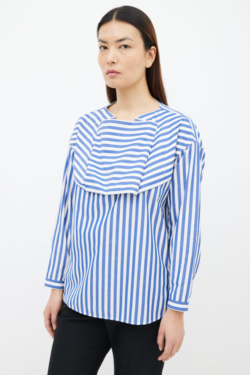 Celine Blue 
White Stripe Long Sleeve Top