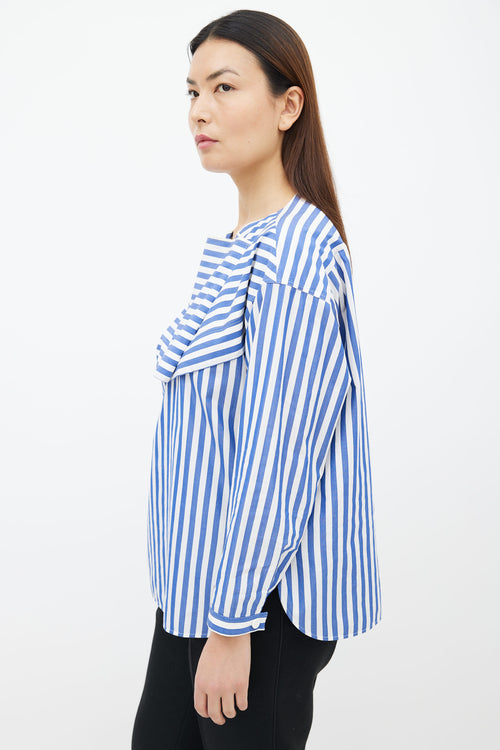 Celine Blue 
White Stripe Long Sleeve Top