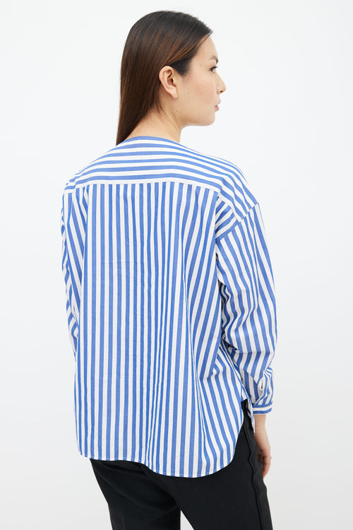 Celine Blue 
White Stripe Long Sleeve Top