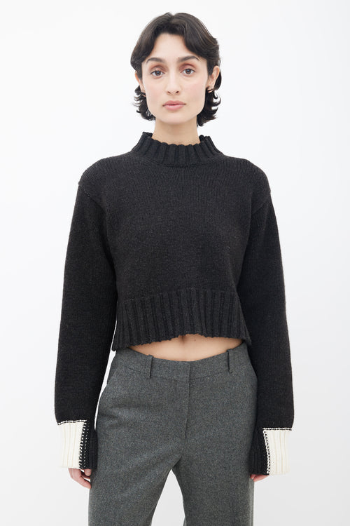 Celine Dark Grey 
Contrast Cuff Knit Sweater