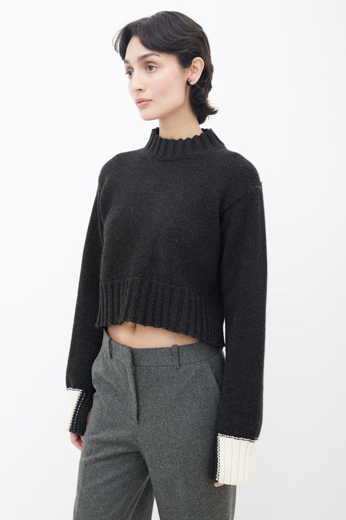 Celine Dark Grey 
Contrast Cuff Knit Sweater