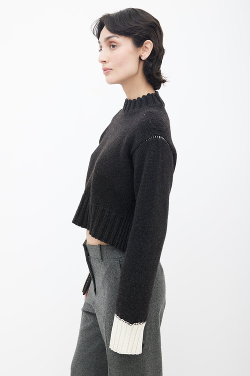 Celine Dark Grey 
Contrast Cuff Knit Sweater