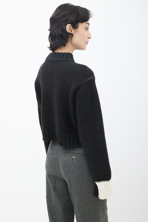 Celine Dark Grey 
Contrast Cuff Knit Sweater