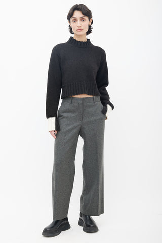 Celine Dark Grey 
Contrast Cuff Knit Sweater