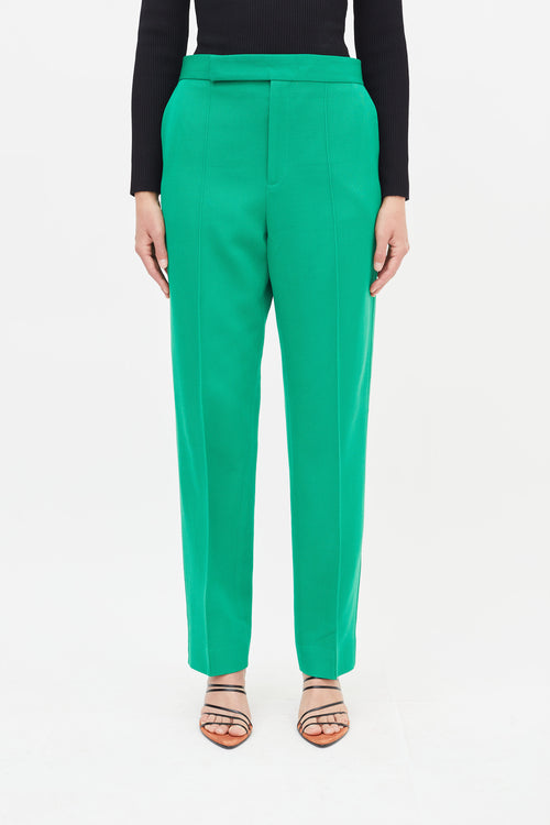 Celine Fall 2016 Green Wool Straight Leg Trouser