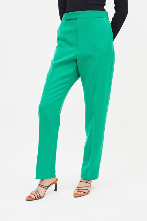 Celine Fall 2016 Green Wool Straight Leg Trouser