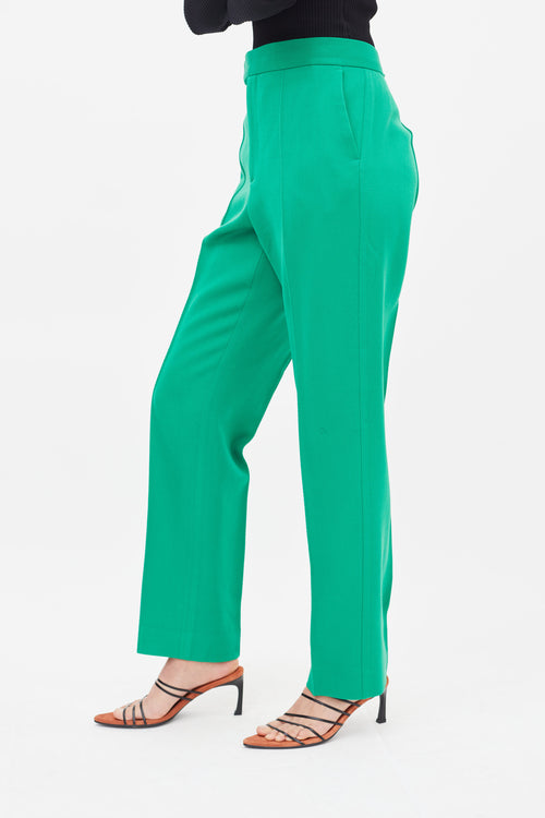 Celine Fall 2016 Green Wool Straight Leg Trouser