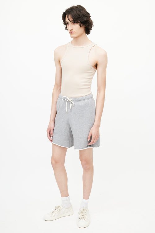 Homme Grey Embroidered Logo Drawstring Shorts