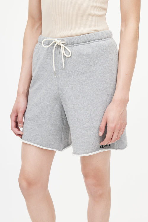 Homme Grey Embroidered Logo Drawstring Shorts