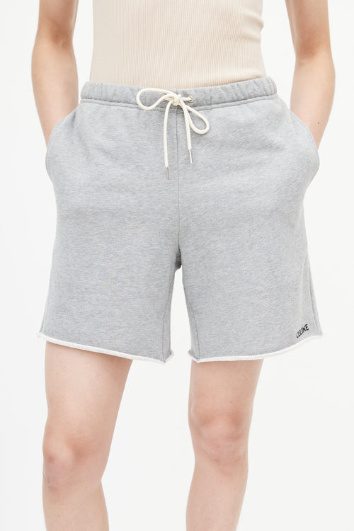 Homme Grey Embroidered Logo Drawstring Shorts