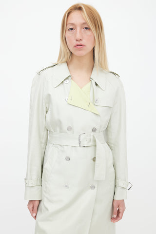 Celine Mint Green Belted Trench Coat