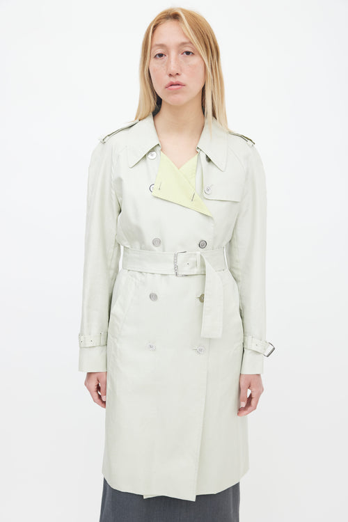 Celine Mint Green Belted Trench Coat