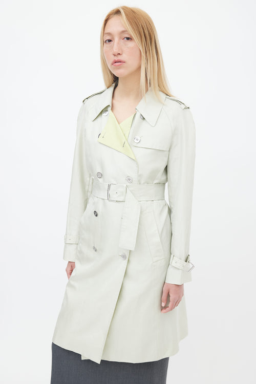 Celine Mint Green Belted Trench Coat