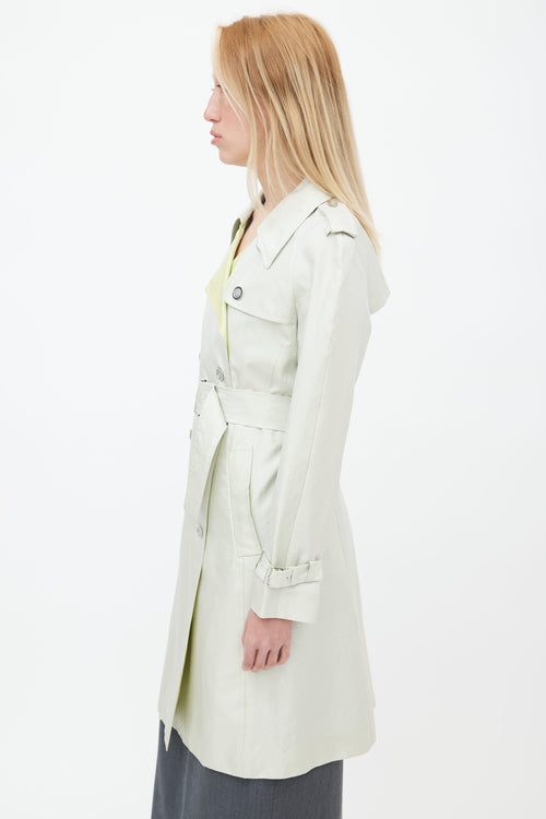 Celine Mint Green Belted Trench Coat