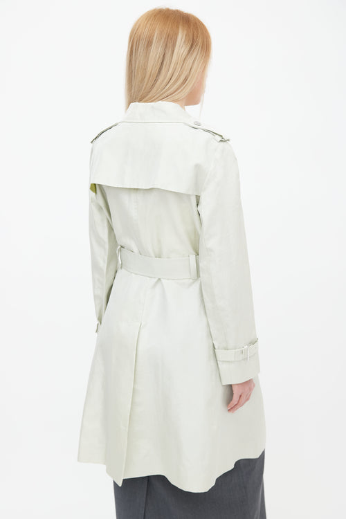 Celine Mint Green Belted Trench Coat