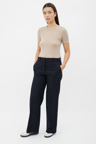 Celine Navy Wool Wide Leg Trouser