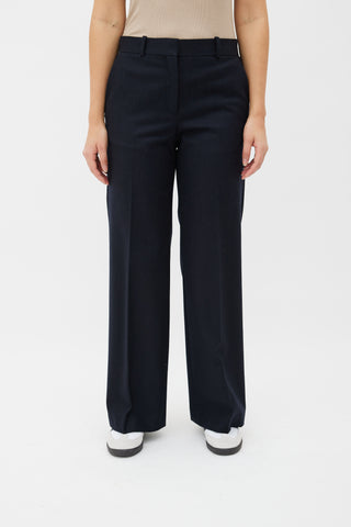 Celine Navy Wool Wide Leg Trouser